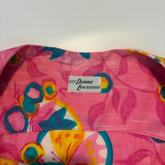 Donna Lee of California Sun Dress Vintage MOD Pink Floral 1960s-1970s Size 16 - Picture 2 of 8